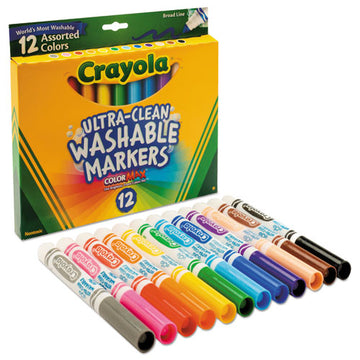 Crayola® Ultra-clean Washable Markers, Broad Bullet Tip, Assorted Colors, Dozen freeshipping - TVN Wholesale